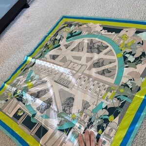 Colorful Architectural Print Silk Scarf